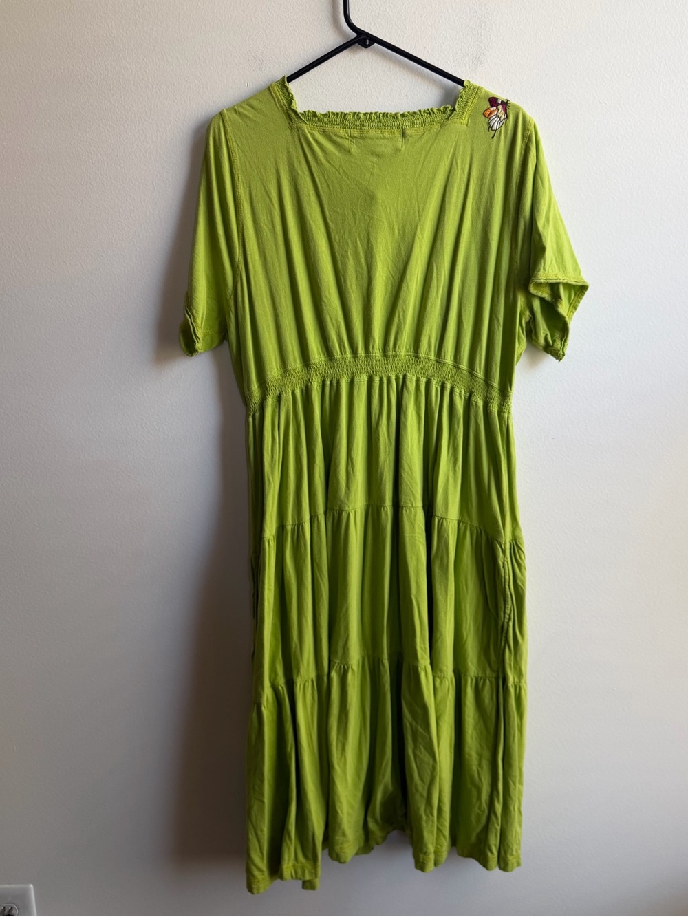 Johnny Was JWLA Embroidered Green Tiered Dress - Picture 3 of 4